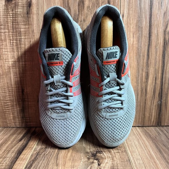 Nike Zoom Structure 16 Womens Running Shoes Grey Red Air 536974 006 EUC Size 10 - Picture 4 of 6